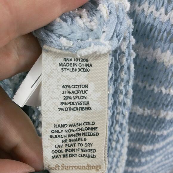 Soft Surroundings Lucie Striped Cardigan Sweater Coastal Casual Size PS - Picture 5 of 8